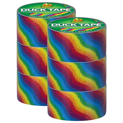 Image of Duck Brand Duck Printed Duct Tape, 6-Roll, Rainbow (281496 C)