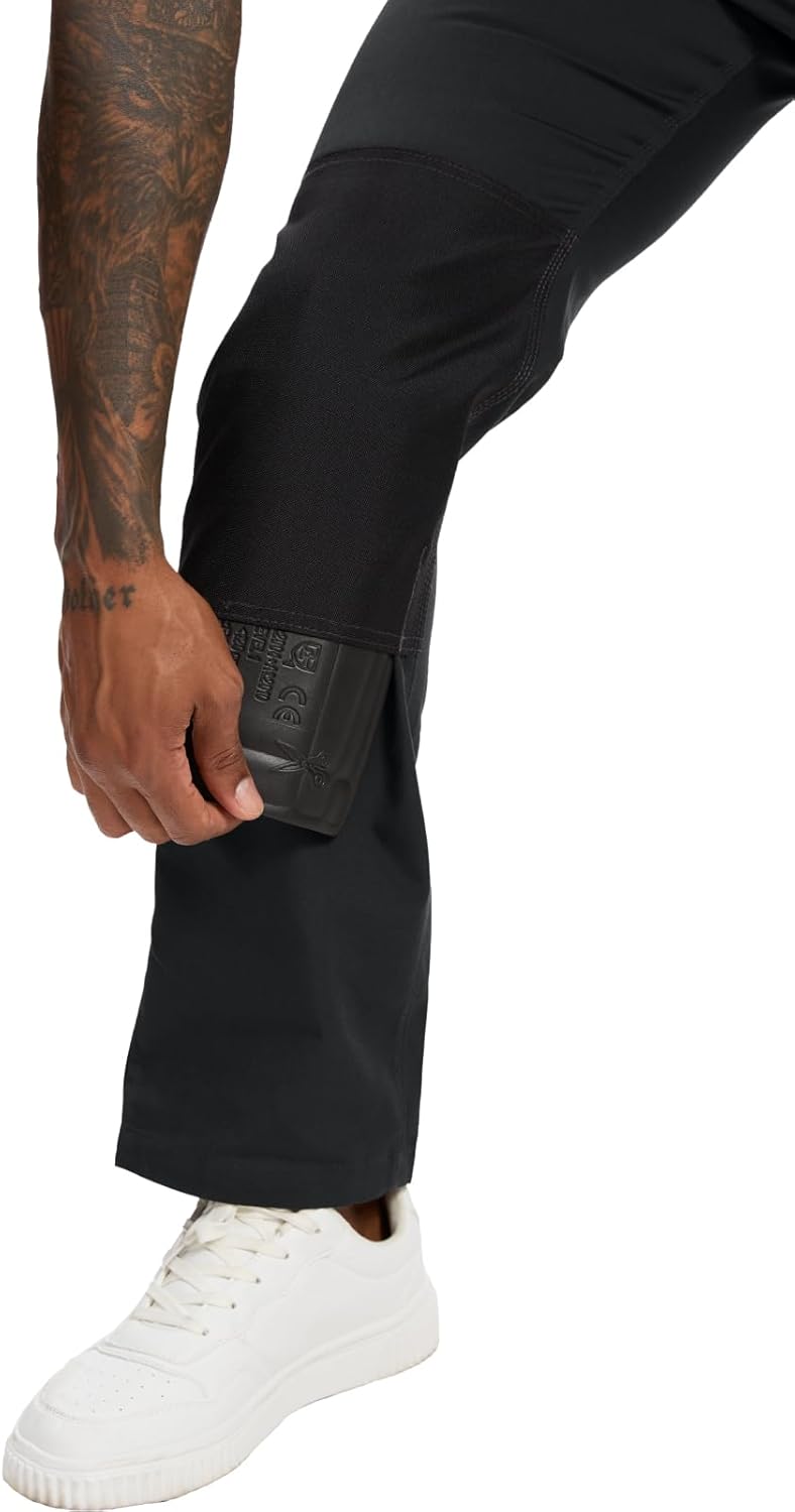 WORK IDEA Men's Bib Overalls Sturdy Canvas Work Overalls with Knee Pad Pockets