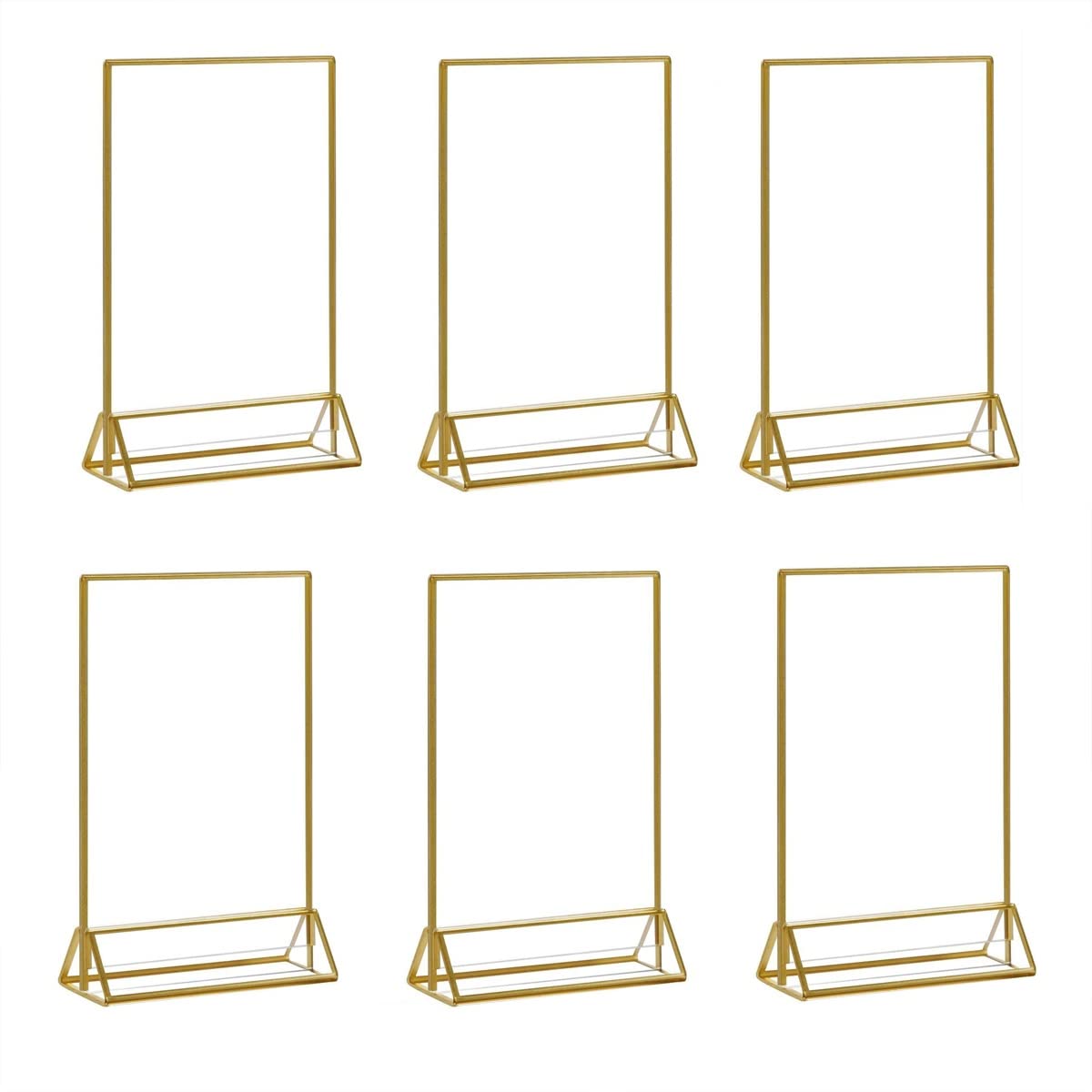 Soportes acrílicos dorados para números de mesa para bodas, paquete de 6 marcos de fotos de acrílico transparente dorado, soporte de exhibición de menú de mesa de doble cara de 4 x 6 pulgadas
