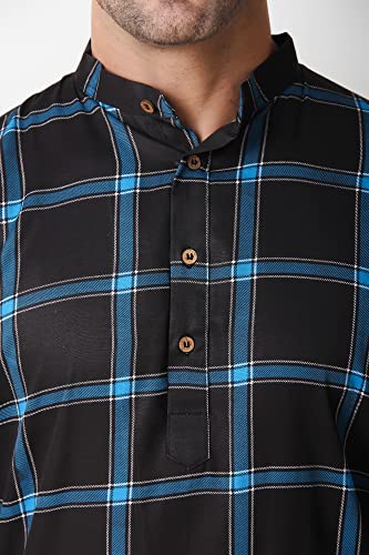 SKAVIJ Mens Cotton Full Sleeve Straight Checked Tunic Kurta2