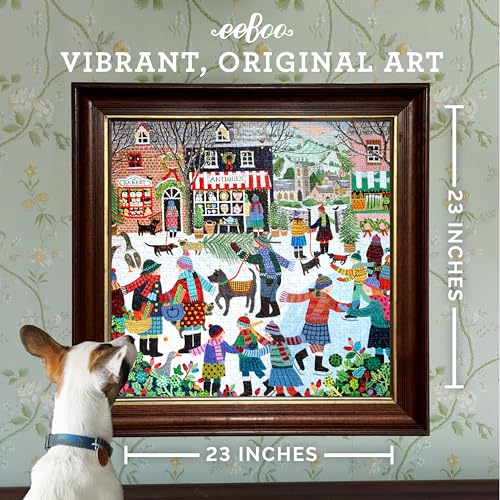 Image of eeBoo 1000 Piece Puzzle - Christmas in The Square Jigsaw Puzzle for Adults, Square 23 inch x 23 inch Made with Recycled Board & Vegetable-Based Ink