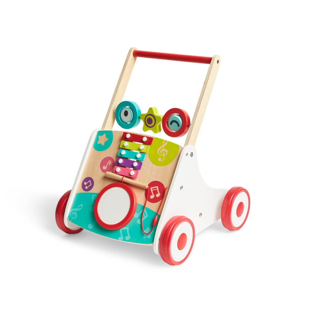 My First Musical Walker – Wooden Baby Push Walker with Adjustable Speed, Music Box & Built-in Xylophone | Toddler Activity Walker for First Steps, Balance & Motor Skills, Baby Walker, 10 Months+