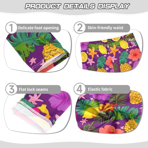 ALAZA Girls' Leggings Children's Yoga Pants Skinny Printed Dance Pineapple Hibiscus Flower Comfortable 4T2