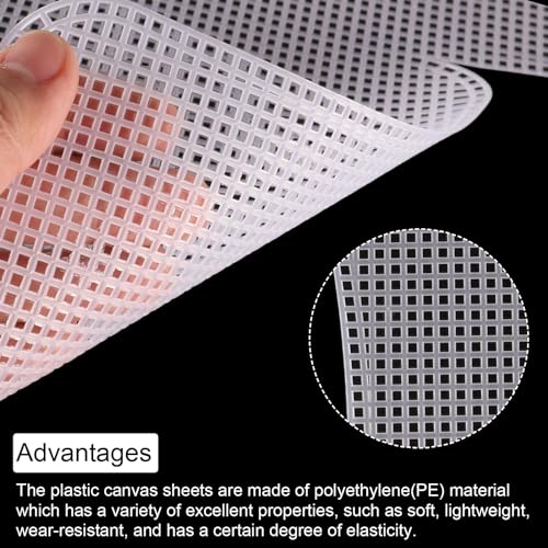 Image of MECCANIXITY 2Pcs Plastic Mesh Canvas Sheet 6 Count 33.5 cm / 13.2 inch for Crochet Bag Making Crossbody Bag Blank Canvas for Embroidery Needlepoint, Bag, Knit Crochet Mesh, White
