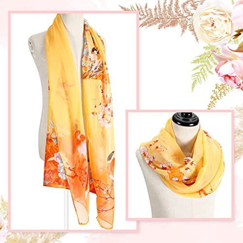 Sureio 6 Pcs Scarves for Women Lightweight Summer Floral Print Pattern Scarf for Women Dressy Long Thin Scarf Shawl(Pretty Style)3