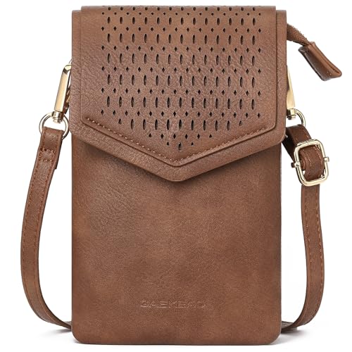 GAEKEAO Small Crossbody Bags for Women Cell Phone Purse Leather Triple Compartment Handbags Wallet Purses with Card Slots
