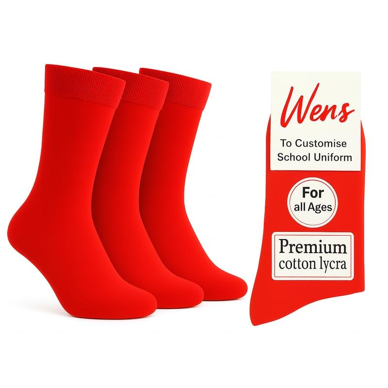 Image of Wens Plain Dark Socks for Girls, Boys, Kids & Men of All Ages (Pack of 3) | Heavy Elastic, Streachable & Comfortable Fit