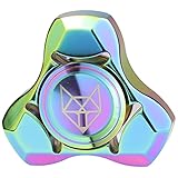 FREELOVE Fox Tri Metal Fidget Spinner Toys for Adults, All Stainless Steel 1.5'' Hand Gyro, Silent Premium Bearing, 4~6 Mins, Autism Sensory ADHD Anxiety Focus Meditation Break Bad Habits, Rainbow