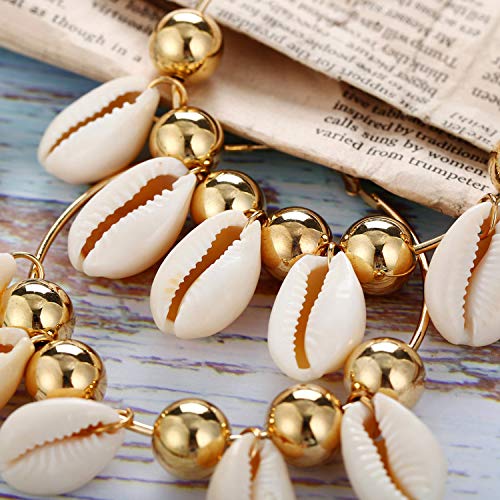 Image of Young & Forever Gift Women's Hoops Bohemian Gold Plated Alloy Nature Tassel Hoop Earrings Golden Bead Circle Earrings With For Women