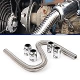 48” Radiator Hose Flexible Stainless Steel Universal Coolant Water Hose Kit With 4Pcs Chrome Caps RE