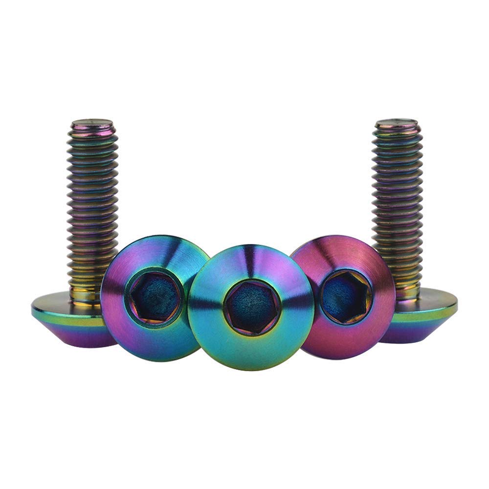 Ruifu M6 Gr5 - Tornillos de titanio para placa de matrícula (5 unidades, 12, 15, 20 mm)