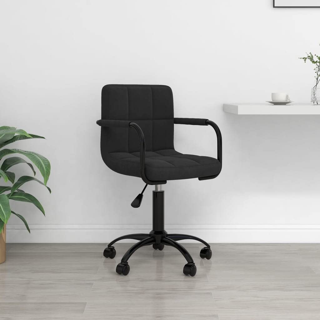 Sedia da ufficio girevole in velluto nero, sedia da scrivania regolabile in altezza con ruote, moderna sedia girevole imbottita con rivestimento in velluto, comoda sedia direzionale per casa e