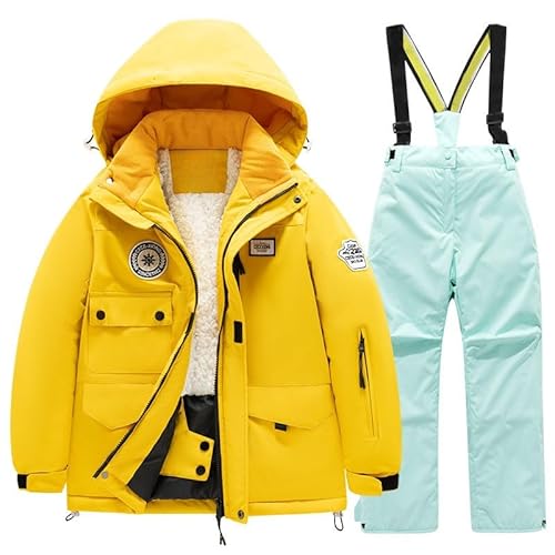 Snow Suit for Girls Windbreaker Insulated Fashion Fleece Lined Hooded Solid Color Ski Jacket (Mint Green, 11-12 Years)