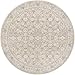 SIILOOM 6' Round Rug Washable Rug for Entryway, Cream Beige Yellow White Grey Soft Non-Slip Area Rugs Distressed Floral Low-Pile Carpet, Neutral Vintage Circle Rugs for Living Room Dining Foyer