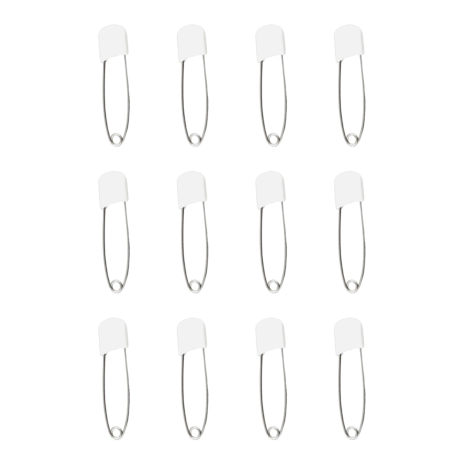 Tabanzhe Nappy Safety Pins-12PCS 2.2Inch/55mm Locking Cloth Bib Diapers Pins Durable Head Fasteners with Safety Lock Closures Reusable Secure Pins for Flat and Prefold Nappies