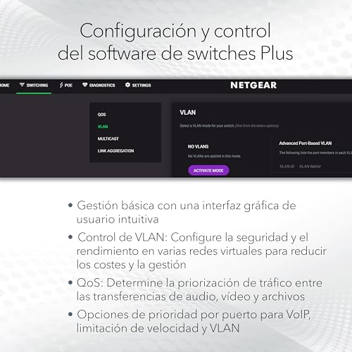Switch Gigabit NETGEAR GS108E de 8 puertos: optimiza tu red con gestión Plus 3