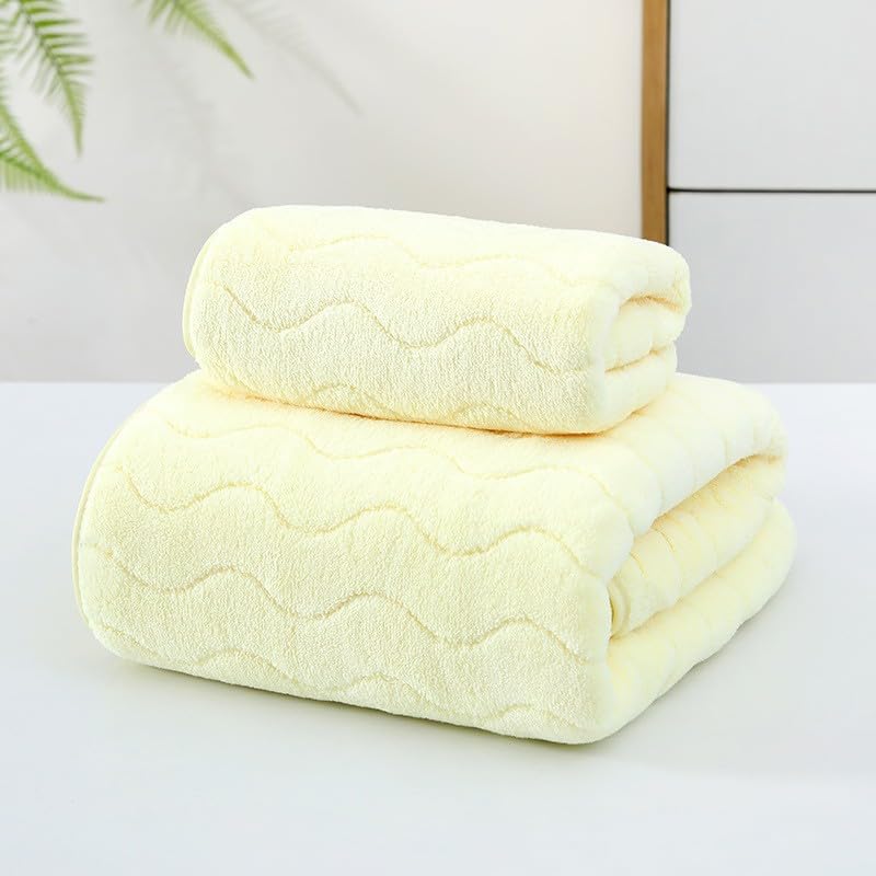 Juego de toallas absorbentes de 8 piezas, toallas de baño amarillas y transpirables