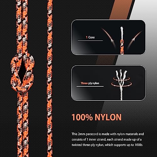 Abma Cord Paracord 100 lbs 2mm 100% Nylon 30M - Corrosion, Multi Color-corrosion, 30 Meters - Image 3