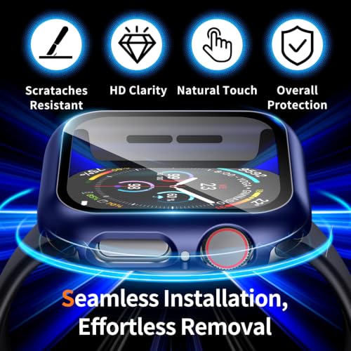 Image of 2 Pack Case for Apple Watch Screen Protector SE 3(2025) SE 2 /SE /Series 4 5 6 40mm with Tempered Glass | Slim Guard Bumper | Full Coverage Hard PC Protective Cover | Compatible iWatch 40mm