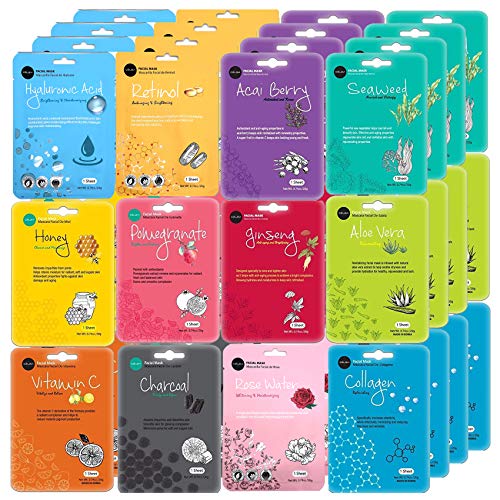 Celavi Face Mask Set Korean Beauty Essence Facial Paper Sheet Mask Korea Skin Care Moisturizing 4 Packs of each 12 New flavors K-Beauty Skincare 48 masks in a pack Made in Korea Celavi Face Mask Set Korean Beauty Essence Facial Paper Sheet Mask Korea Skin Care Moisturizing 4 Packs of each 12 New flavors K-Beauty Skincare 48 masks in a pack Made in Korea