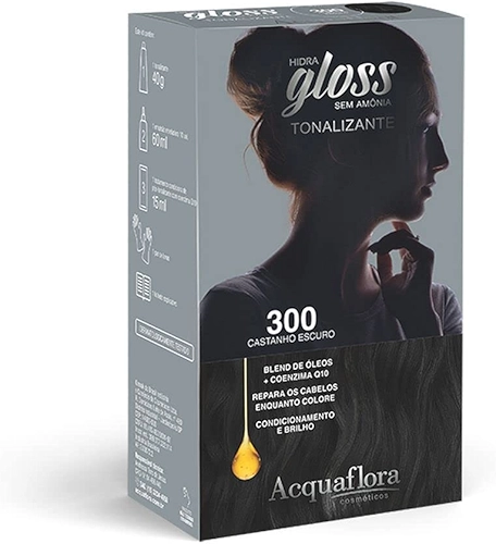 AcquaFlora Kit Acquaflora Hidra Gloss 300 Castanho Escuro - Tonalizante