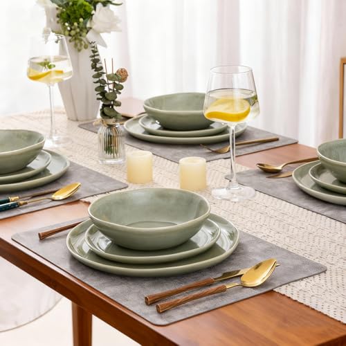 Image of AmorArc Ceramic Dinnerware Sets,Handmade Reactive Glaze Stoneware Plates and Bowls Sets,Highly Scratch Resistant | Dishwasher & Microwave Safe Dishes Set,Service for 8 (24pc)