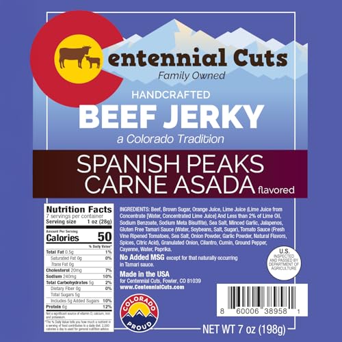 Image of Centennial Cuts Beef Jerky - Spanish Peaks Carne Asada, High Protein, 7 oz Snack