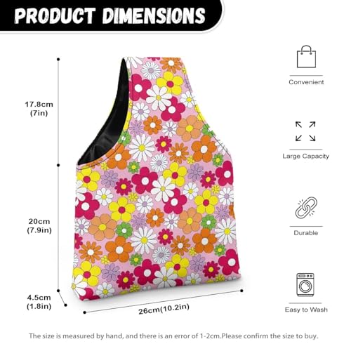 Image of ZUXONGSY Colorful Daisy Yarn Bag for Knitting Pink Knitting Crochet Tote Bag for Women Yarn Tote Handbags for Crocheting
