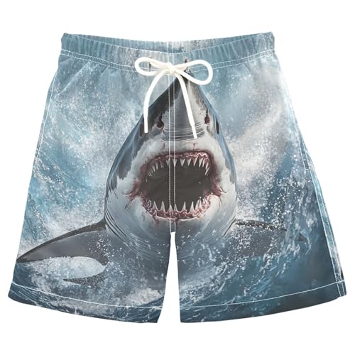 Blue Shark Water Swim Trunks for 8-12 Years Swim Beach Shorts Kids Swimwear Board Shorts Bathing Suit Swimming Essentials
