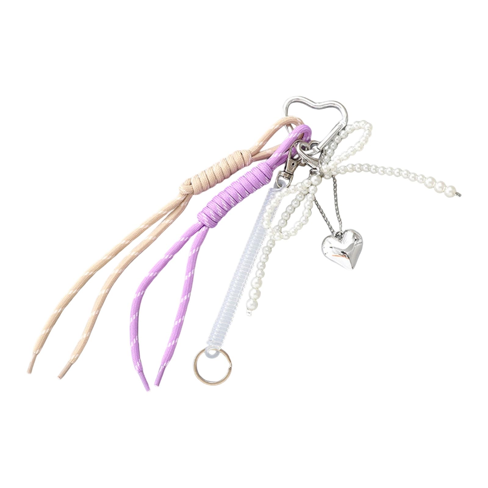 Xjdzineq Unique Tassels Pearls Bows Bag Charm Bags Pendant Practical Keychain Phone Ornament Keyring for Handbag Decoration Pearls Keyring