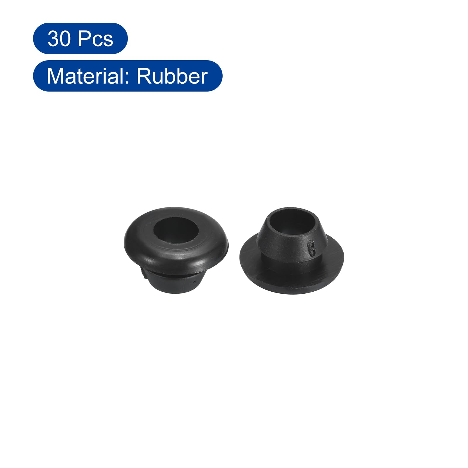 QUARKZMAN 30pz Passacavo 6mm ID 8mm Guarnizione per Cavi Passacavo in Gomma Gommini Passacavo Elettrico per Firewall Guarnizione per Cablaggio Elettrico, Nero