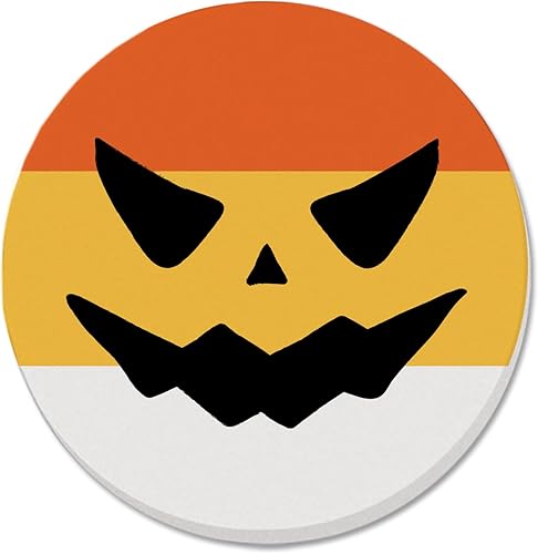 Thirstystone Candy Corn Jack-O-Lantern - Paquete de 1 posavasos redondos de piedra absorbente con respaldo de corcho protector, fabricado en los