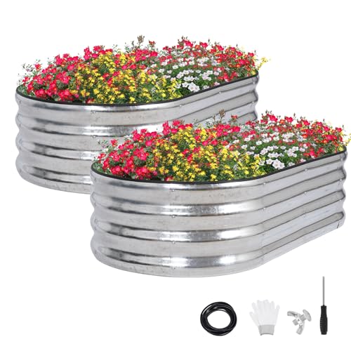 GoCampDirect 120 x 60 x 30 cm Hochbeet Pflanzbeet Frühbeet Gartenbeet Pflanzkübel Pflanzkasten Blumenkasten Gemüsebeet Blumenbeet Holzfarbe Verzinkter Stahl（2 Pakete）