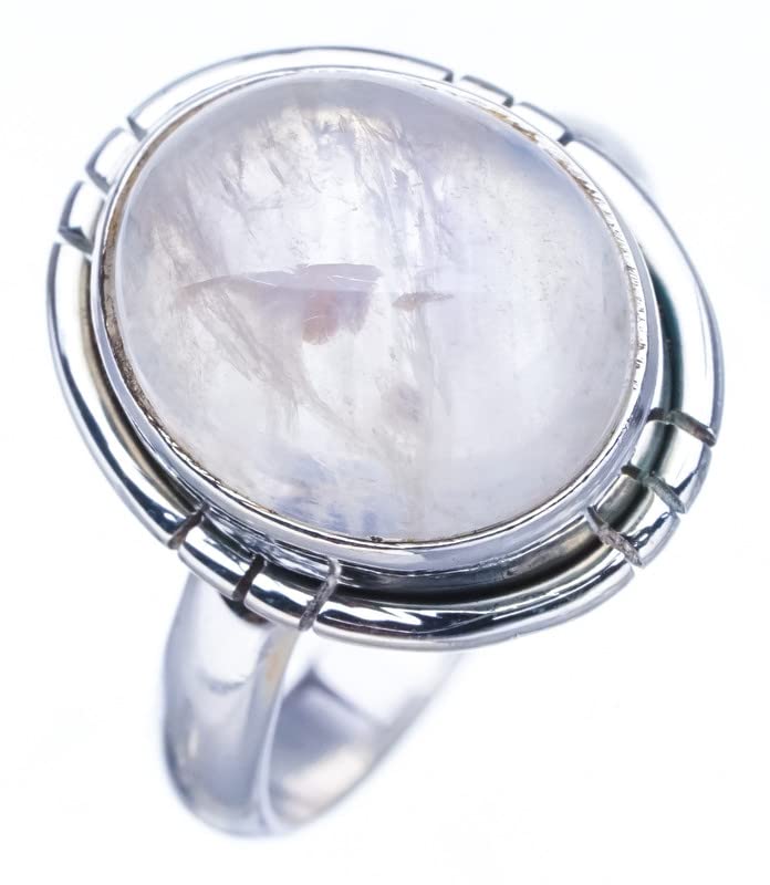 Bague en pierre de lune naturel et argent sterling 925 fait main