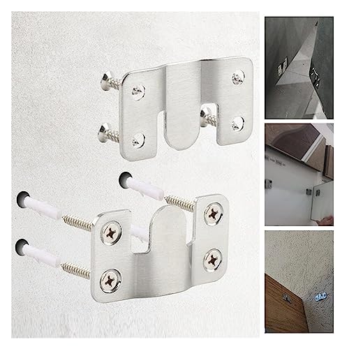 Image of Stainless Steel Interlock Hanging Buckle Flush Mount Bracket Furniture Connector Wall Picture Frame Hanger Display Hooks (Color : Silver, Size : Small)