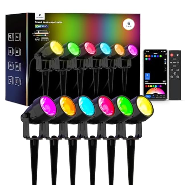 Spot Lights RGBW Landscape Lighting Color Changing Uplighting Spotlights LED 6 Pack