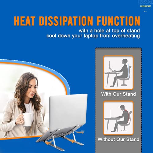 Image of FreshDcart FDC287 Foldable Laptop Stand Aluminum Laptop Stand with Multiangle Adjustable Stand for Notebook MacBook Tablet Tray Desk Table Book Laptop (Pack of 1)