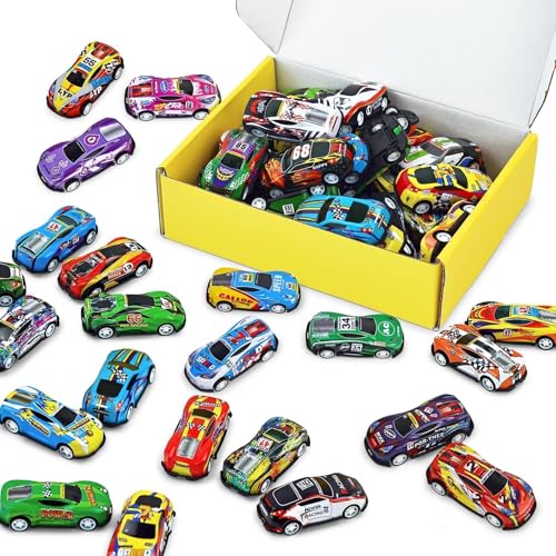 Vileafy 30 Mini Race Cars for Classroom Prizes, Party Favors for Kids 4-8 Years Old, Bulk Small Pull Back Car Toys for Treasure Box, Mini Toys Cars for Boys and Girls Easter Egg Stuffers for Kids