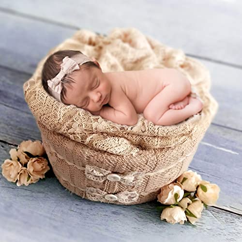 Baby-Fotodecke Set – 2 Wickeldecken In Salbei & Sand, Weich Dehnbar, Für Neugeborene 0-3 Monate