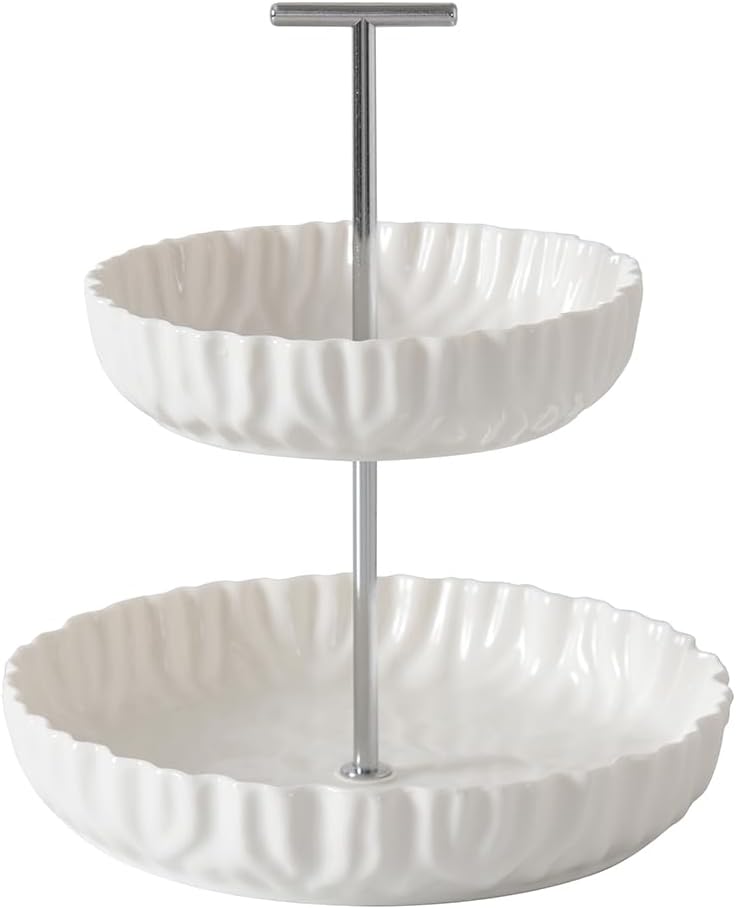 Mascali Bianca, Small 2 Tier Stand, 7.75" D x 8.5"