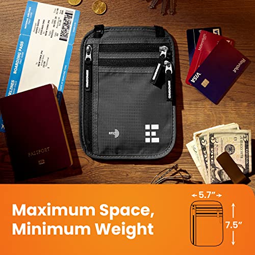 Carteira de pescoço de viagem com bloqueio de RFID, bolsa de pescoço para viagem porta-passaporte pa