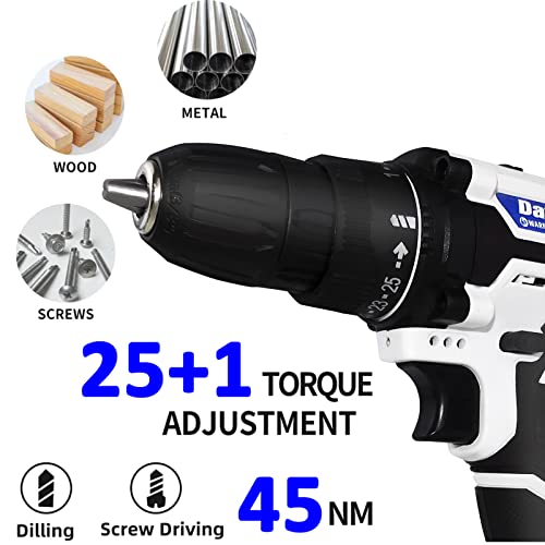 2x Batterien Akkuschrauber Bohrschrauber, Akku-Bohrschrauber-Set 1500mAh Akku, 45Nm und 25 + 1 Drehmomenteinstellung, 29… – Bild 5