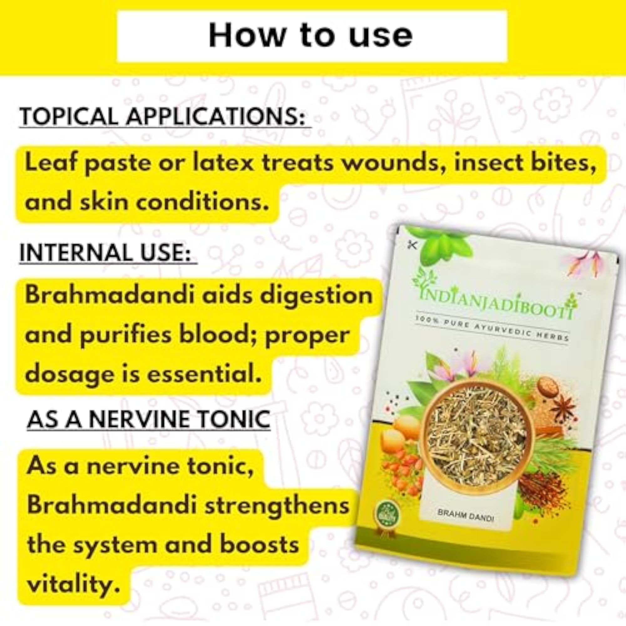 IndianJadiBooti Brahmadandi Herbal Powder, 900 Grams Pack