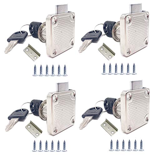 4 Sets Security Drawer Locks - Zinc Alloy Cam Lock for Mailbox, Drawer, Cupboard, Cabinet