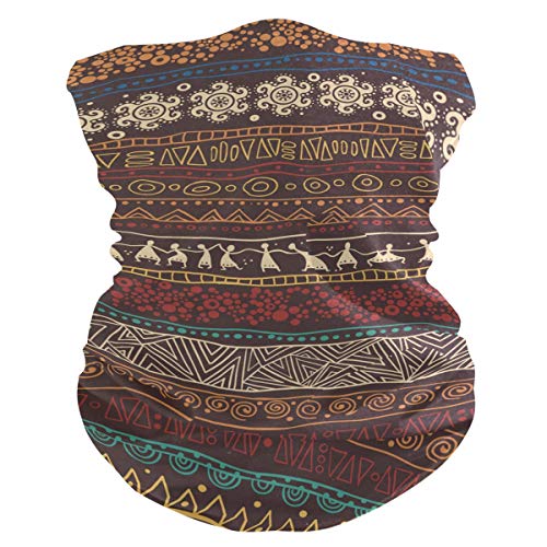 Face Mask Bandana Balaclava Neck Gaiter for Women Men, Brown African Pattern Face Sun Dust Mask Magic Scarf Headwear for Running Fishing Outdoor