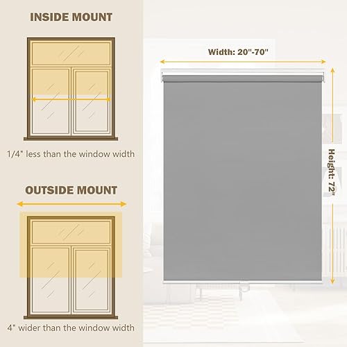 Miniatura 2 de SEEYE Persianas enrollables opacas sin cordón, para ventana, impermeable, con aislamiento térmico, protección UV, para el hogar, cocina, baño,
