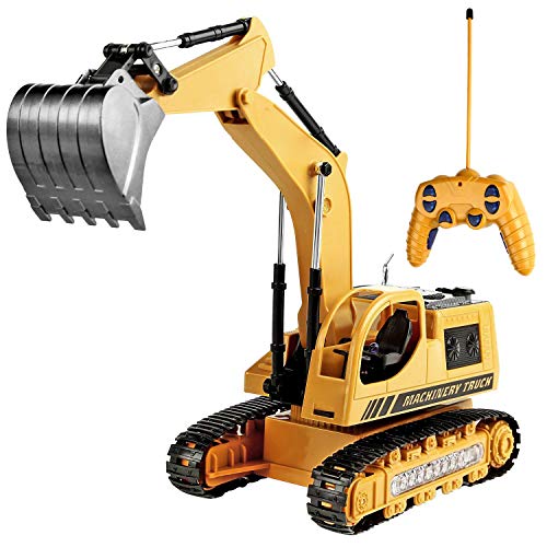 Toyard Remote Control Excavator Toy for Boys & Girls Excavator Toy for Toddlers Toy for Gifts Birthday Gift for Boys Toy Excavator with Flashing Lights (Upgrade Version), Yellow