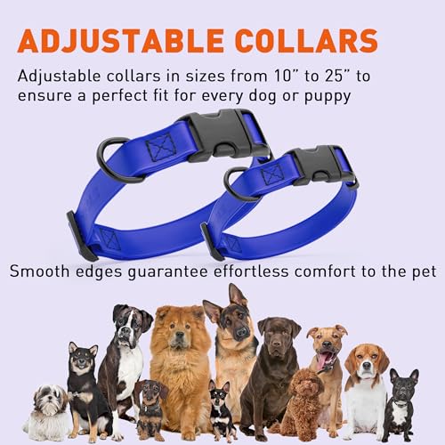 Image of Dogline Biothane Waterproof Dog Collar with Quick Release Buckle Strong Coated Nylon Webbing with Odor- Proof for Easy Care Easy to Clean Fits Small Medium Large Dogs, Royal Blue 5 /8 inch W 9-14 inch L