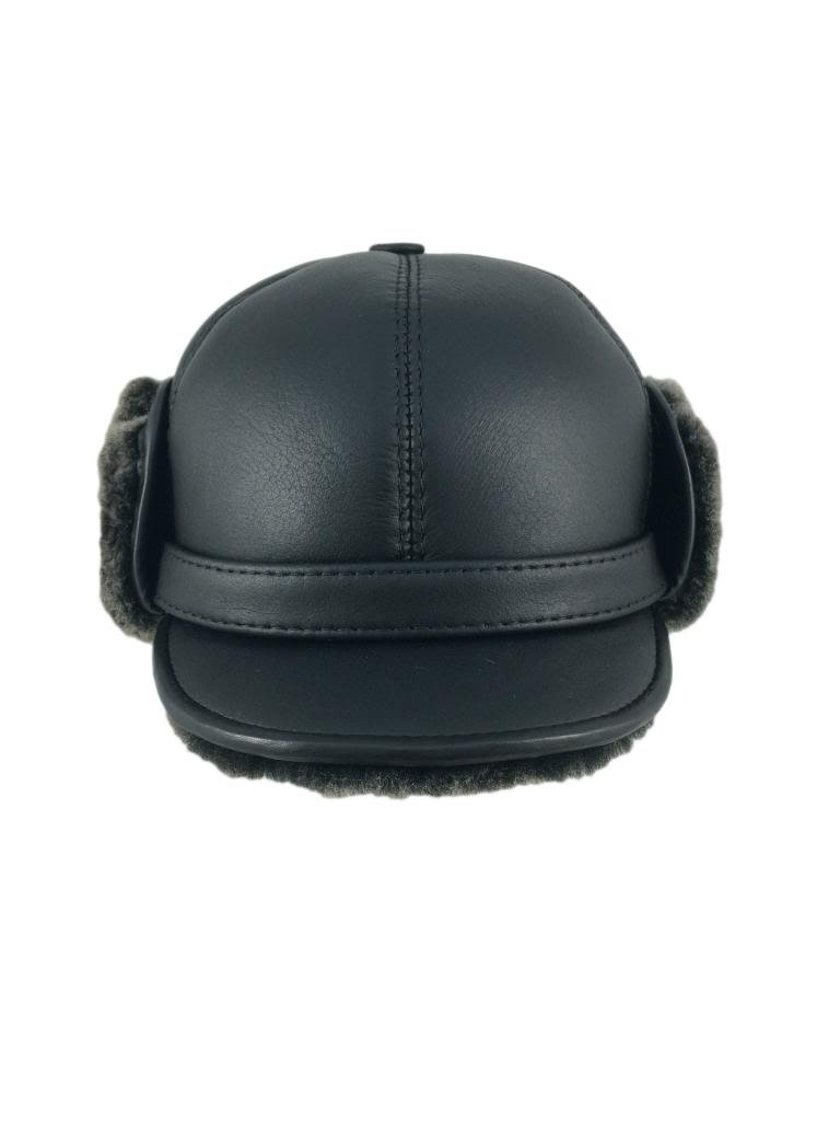 ZavelioMen's Shearling Sheepskin Elmer Fudd Pilot Visor Hat X-Large Black