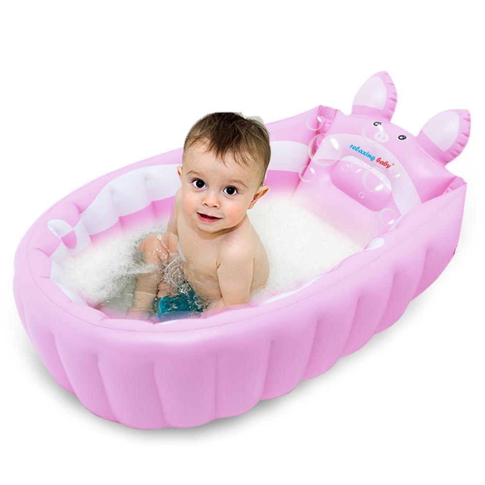 | Inflatable Baby Bathtub,Newborn Bathtub Seat for Infant,Non-Slip Baby Pool for Sitting up,Foldable Toddler Tub Shower,Portable Travel Bath for Kids 0-6 Year
